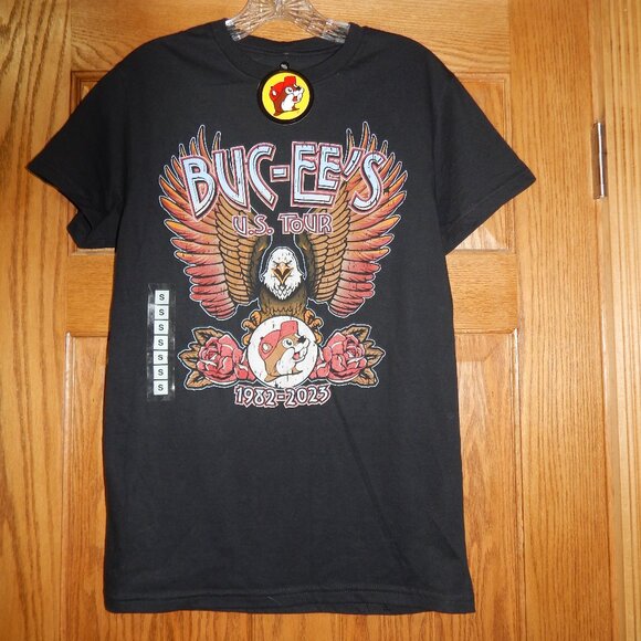 NEW NWT Size Small S Bucees Buc-ee's Eagle U.S. Tour 2023 Black T-Shirt - Picture 1 of 2